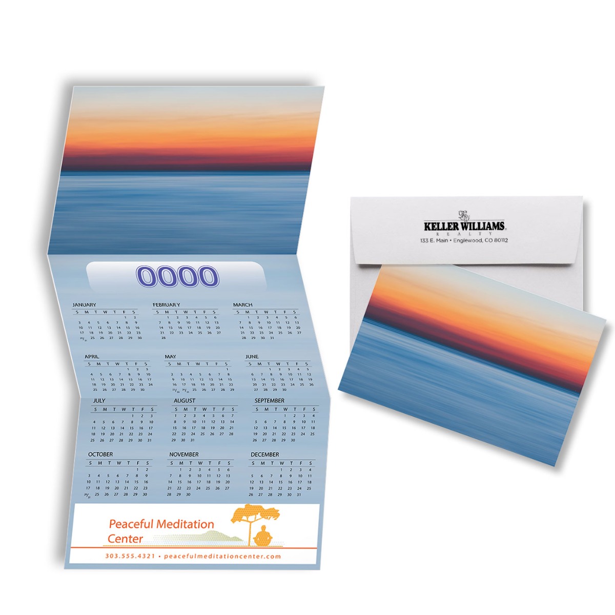Z-Fold Card Calendar Ocean Sunset | Captain Notepad