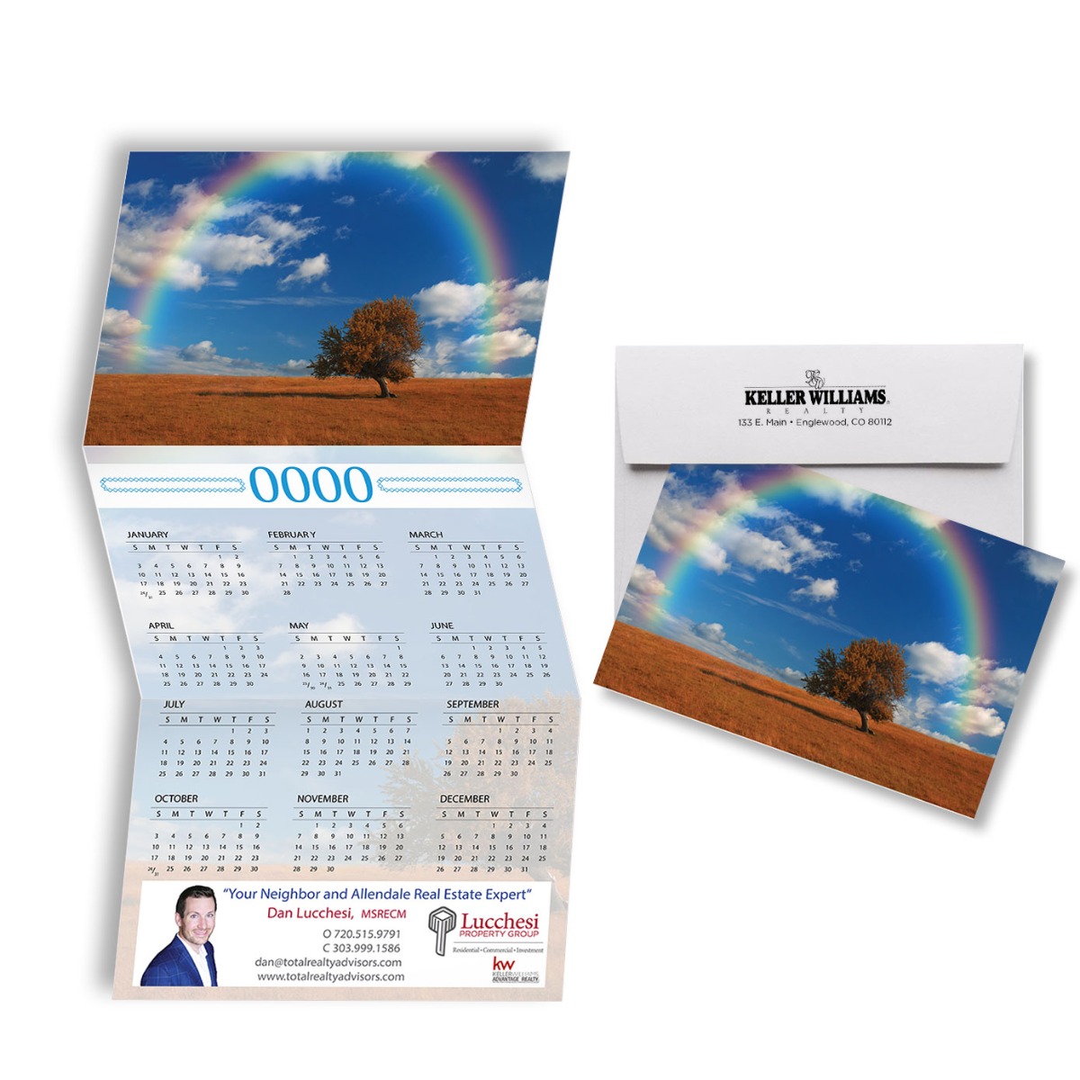 Z-Fold Card Calendar Rainbow Field | Captain Notepad
