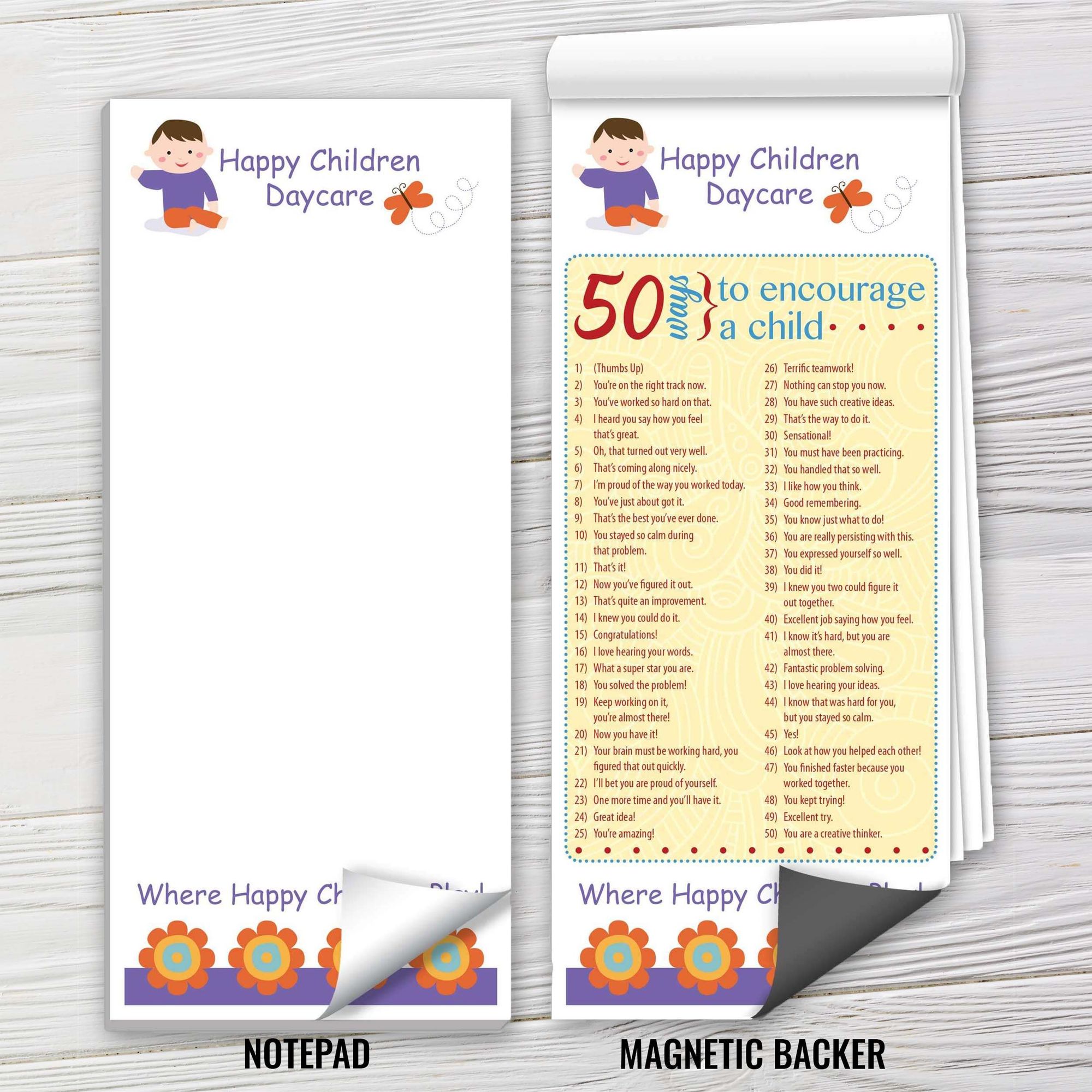 Custom Magnetic Notepad - 50 Ways to Encourage a Child | Captain Notepad
