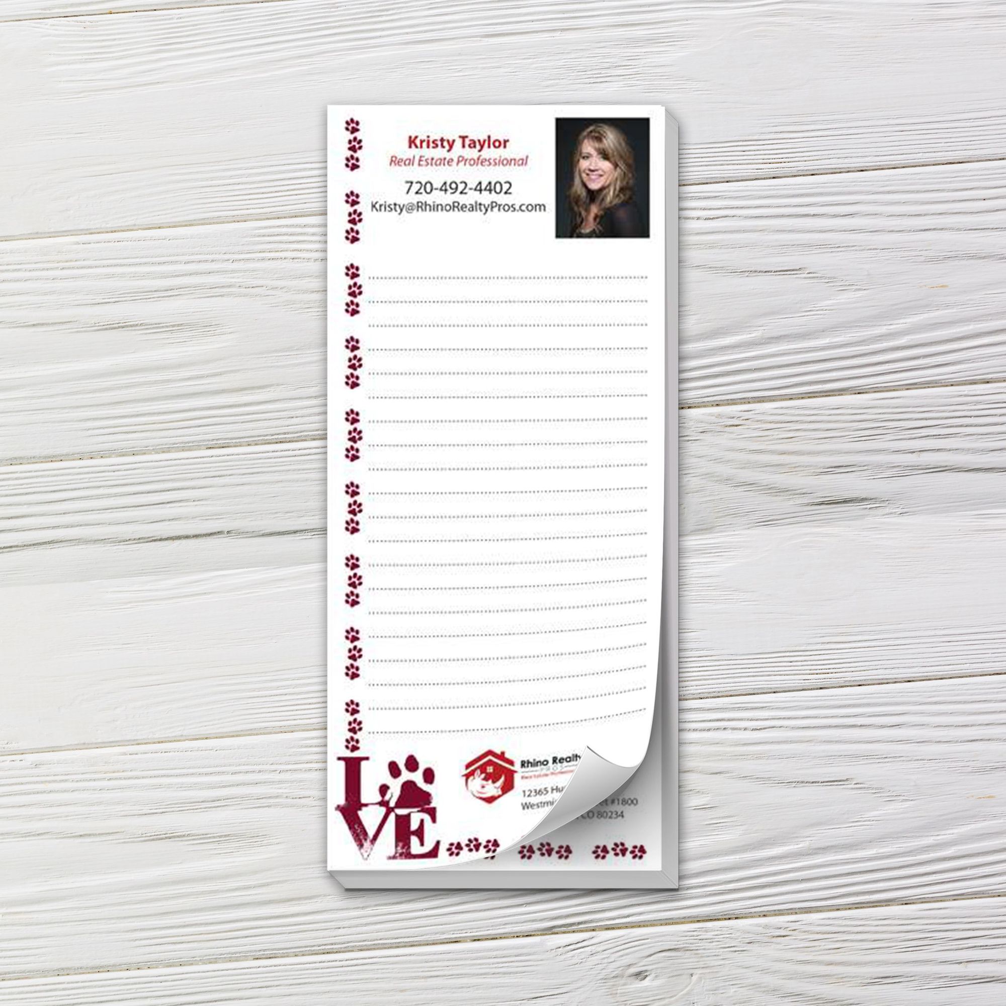 Custom Notepads | Pet Paw Prints Love (Real Estate Theme Marketing ...