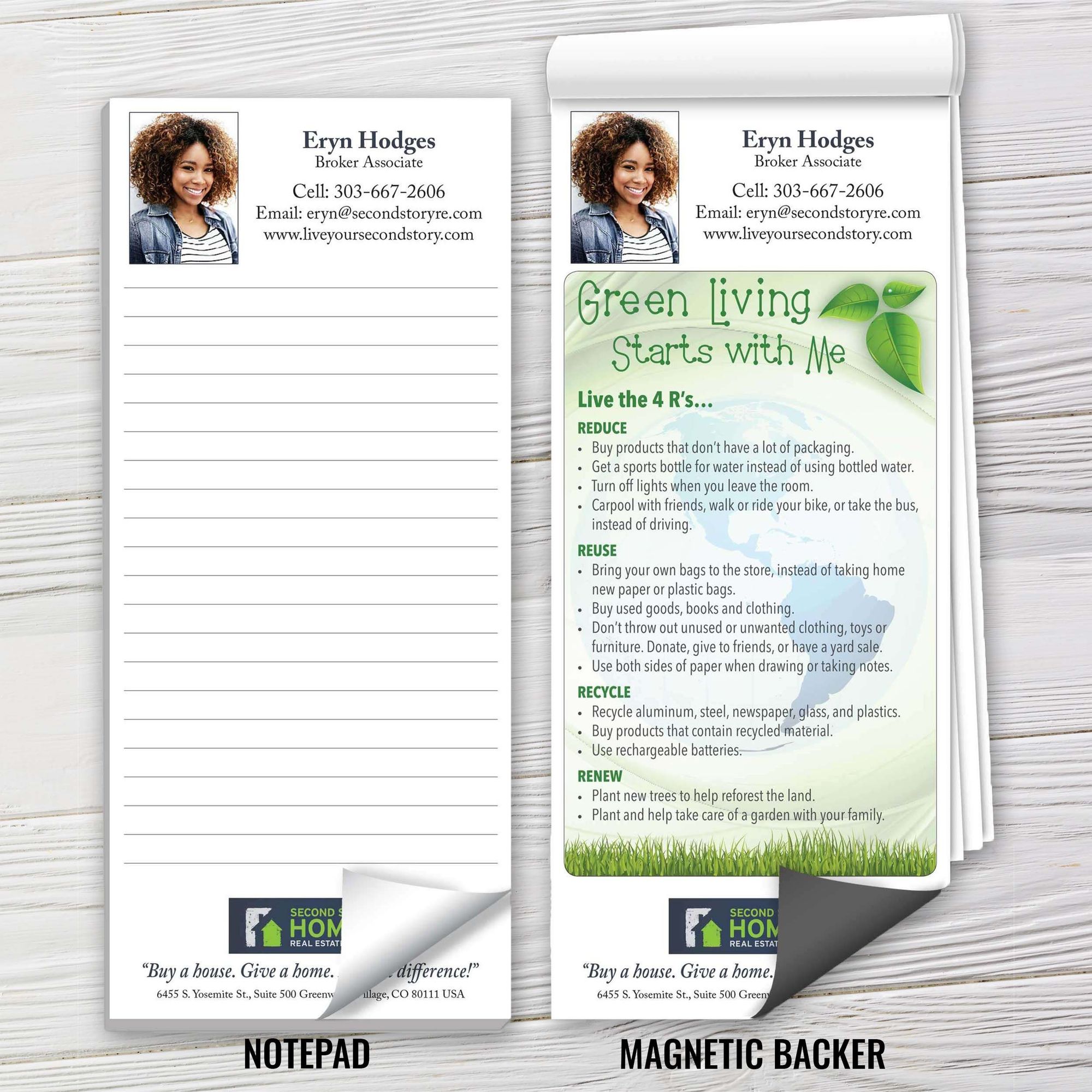 Custom Magnetic Notepad | Living Green (Customized Magnetic Notepads ...